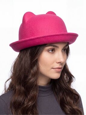 Pink Bowler Hat Cat Ears OS NWT
